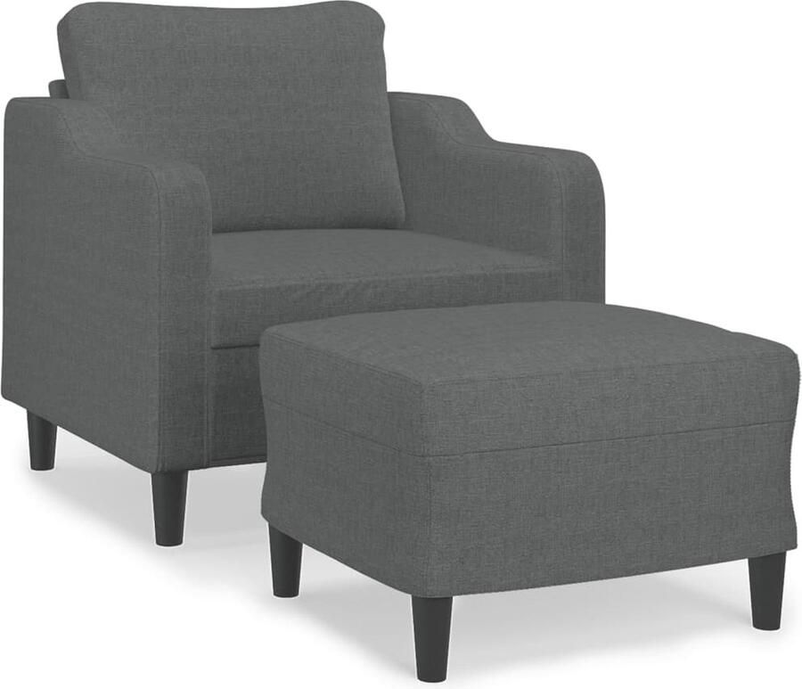 VidaXL Fauteuil met voetenbank Donkergrijs Stof Fauteuil Lounge Stoel Relax Stoel Eetkamerstoelen Salontafel - Foto 2