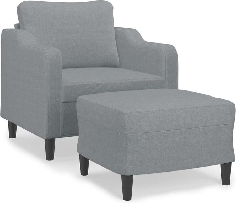 VidaXL Fauteuil met voetenbank 60 cm stof lichtgrijs