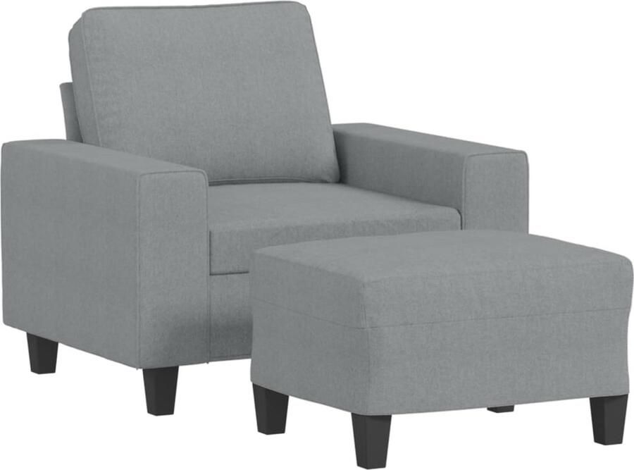 VidaXL -Fauteuil-met-voetenbank-60-cm-stof-lichtgrijs