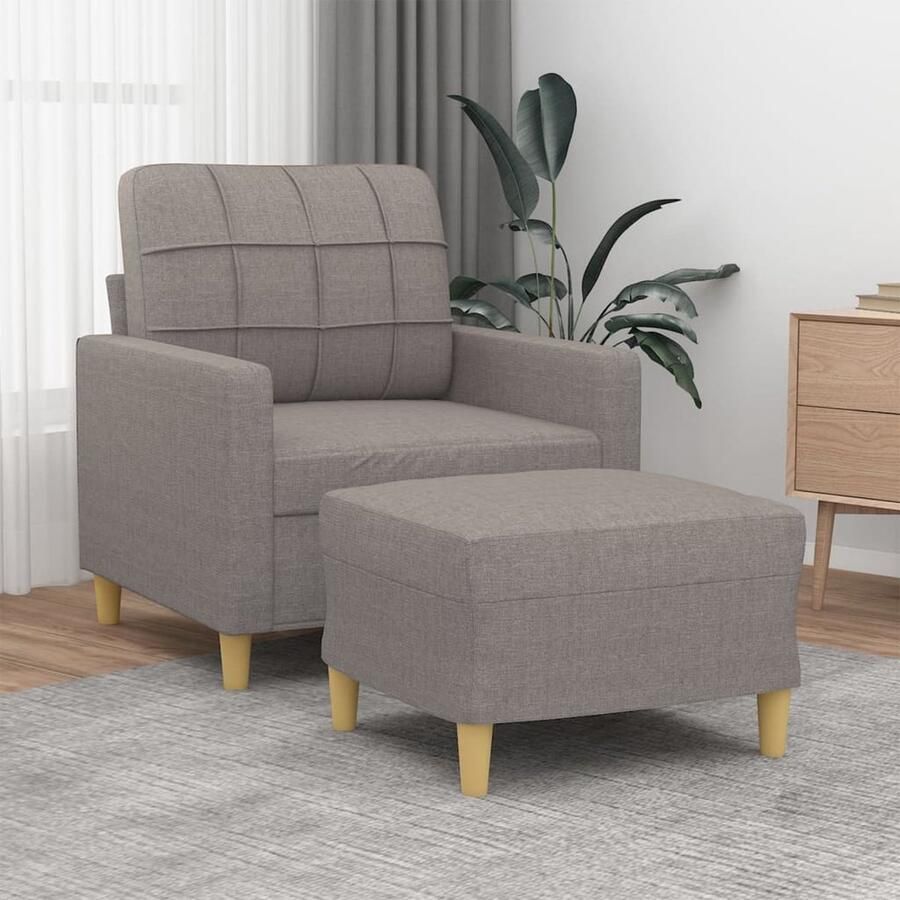 VidaXL Fauteuil met voetenbank Taupe Comfortabel Fauteuil Lounge Stoel Relax Stoel Leeshoek Woonkamer Meubilair