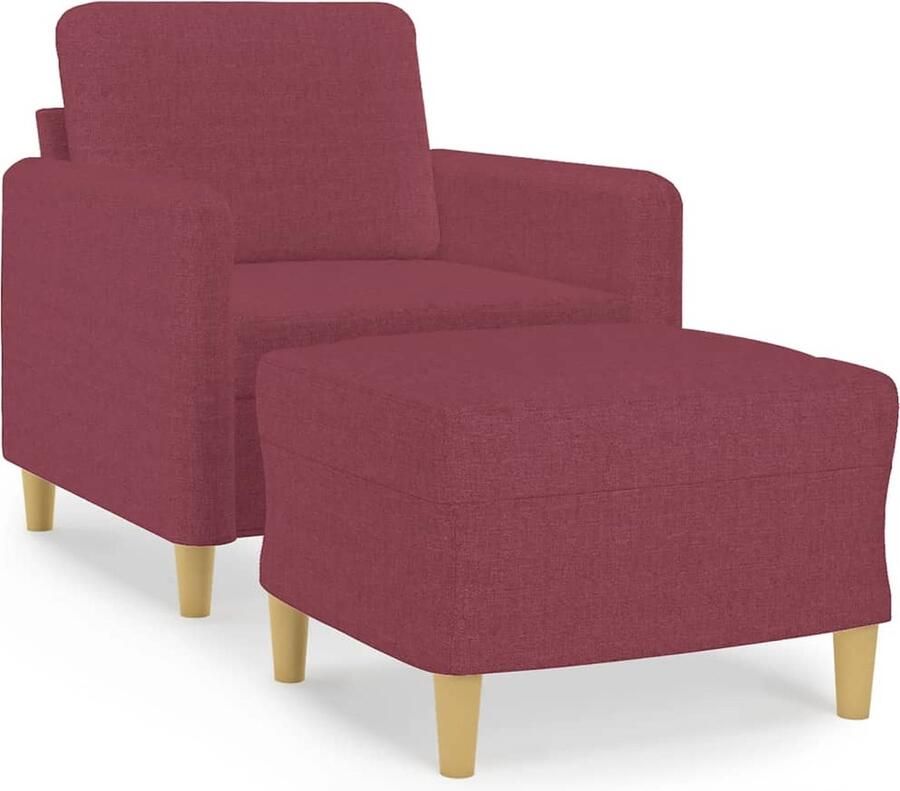 VidaXL -Fauteuil-met-voetenbank-60-cm-stof-wijnrood