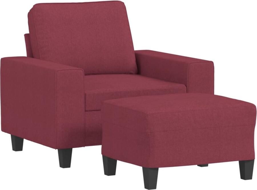 VidaXL Fauteuil met voetenbank Wijnrood Stof Fauteuil Lounge Chair Rood Meubilair Vintage Fauteuil Comfy Fauteuil - Foto 2