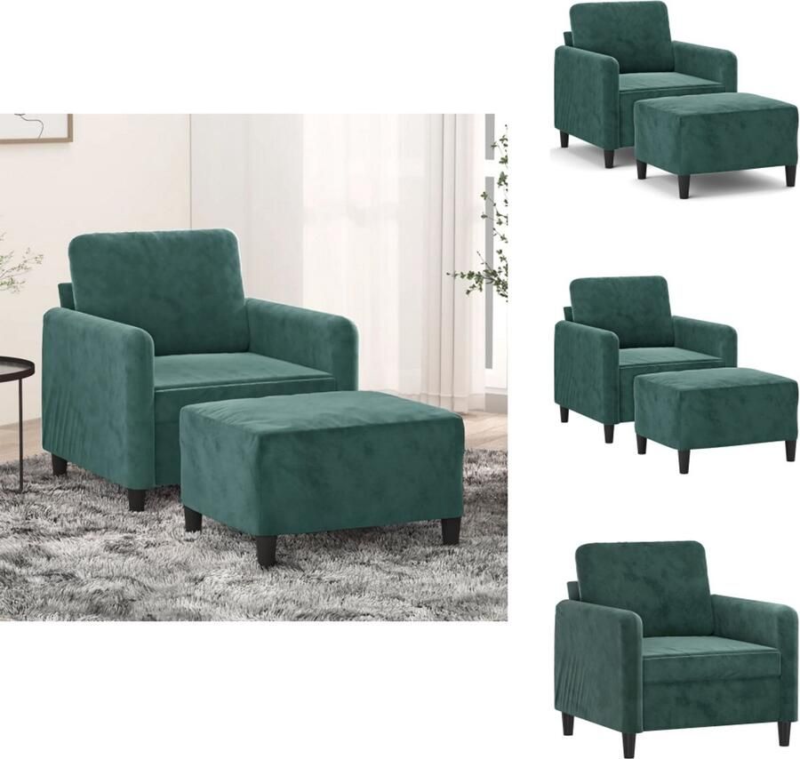 VidaXL Fauteuil Met Voetenbank Fauteuils Met Voetenbanken Fauteuil Armstoel Met Voetenbank Fauteuil met voetenbank 60 cm fluweel donkergroen