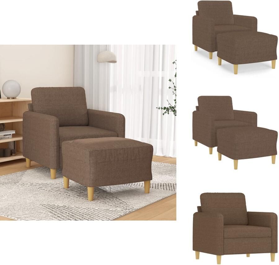 VidaXL Fauteuil Met Voetenbank Fauteuils Met Voetenbanken Fauteuil Armstoel Met Voetenbank Fauteuil met voetenbank 60 cm stof bruin