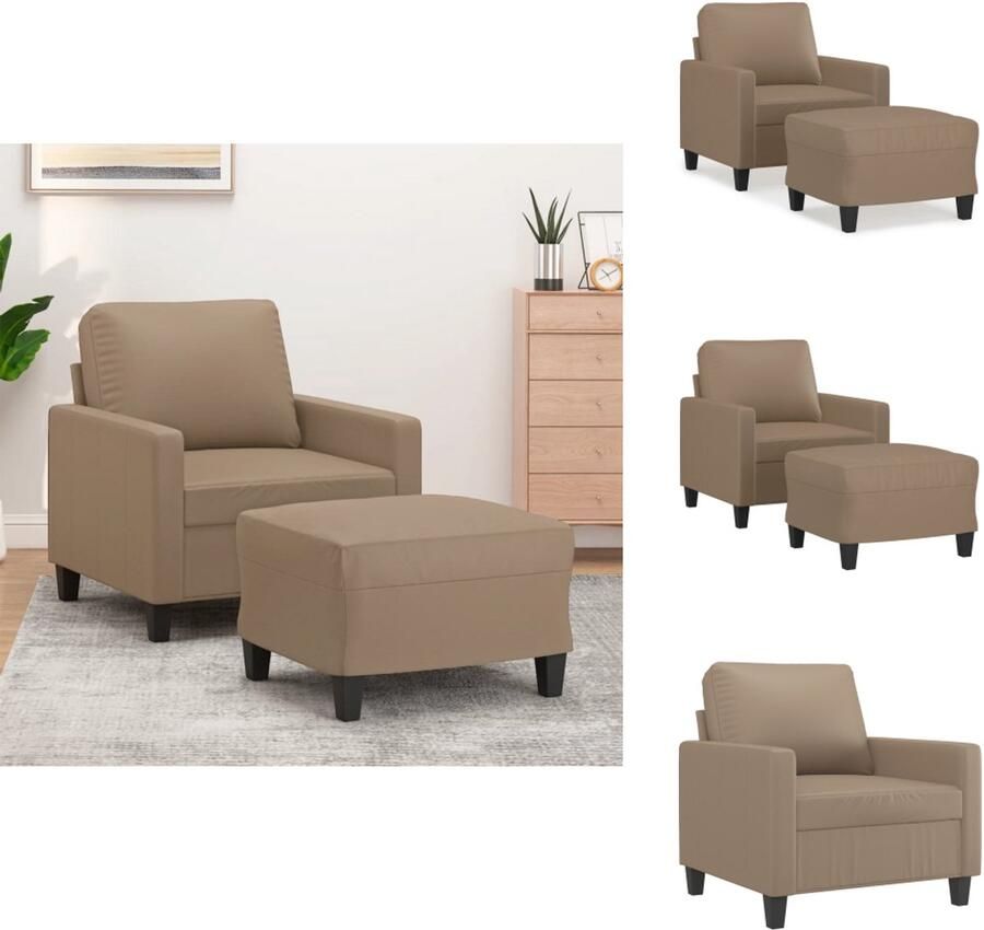 VidaXL Fauteuil Met Voetenbank Fauteuils Met Voetenbanken Fauteuil Armstoel Met Voetenbank Fauteuil met voetenbank 60 cm kunstleer cappuccinokleurig