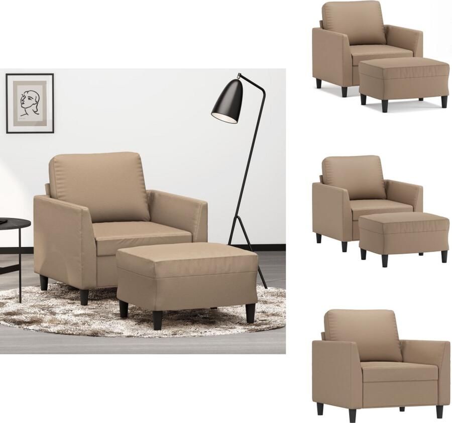 VidaXL Fauteuil Met Voetenbank Fauteuils Met Voetenbanken Fauteuil Armstoel Met Voetenbank Fauteuil met voetenbank 60 cm kunstleer cappuccinokleurig
