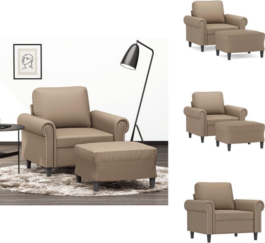 VidaXL Fauteuil Met Voetenbank Fauteuils Met Voetenbanken Fauteuil Armstoel Met Voetenbank Fauteuil met voetenbank 60 cm kunstleer cappuccinokleurig