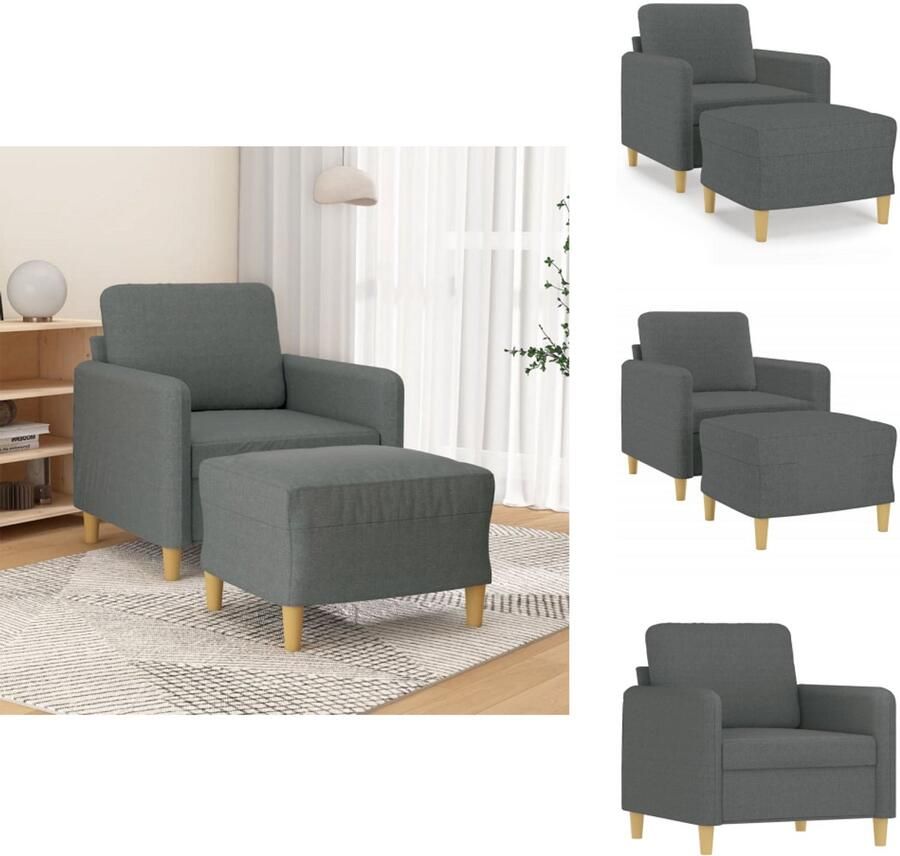 VidaXL Fauteuil Met Voetenbank Fauteuils Met Voetenbanken Fauteuil Armstoel Met Voetenbank Fauteuil met voetenbank 60 cm stof donkergrijs