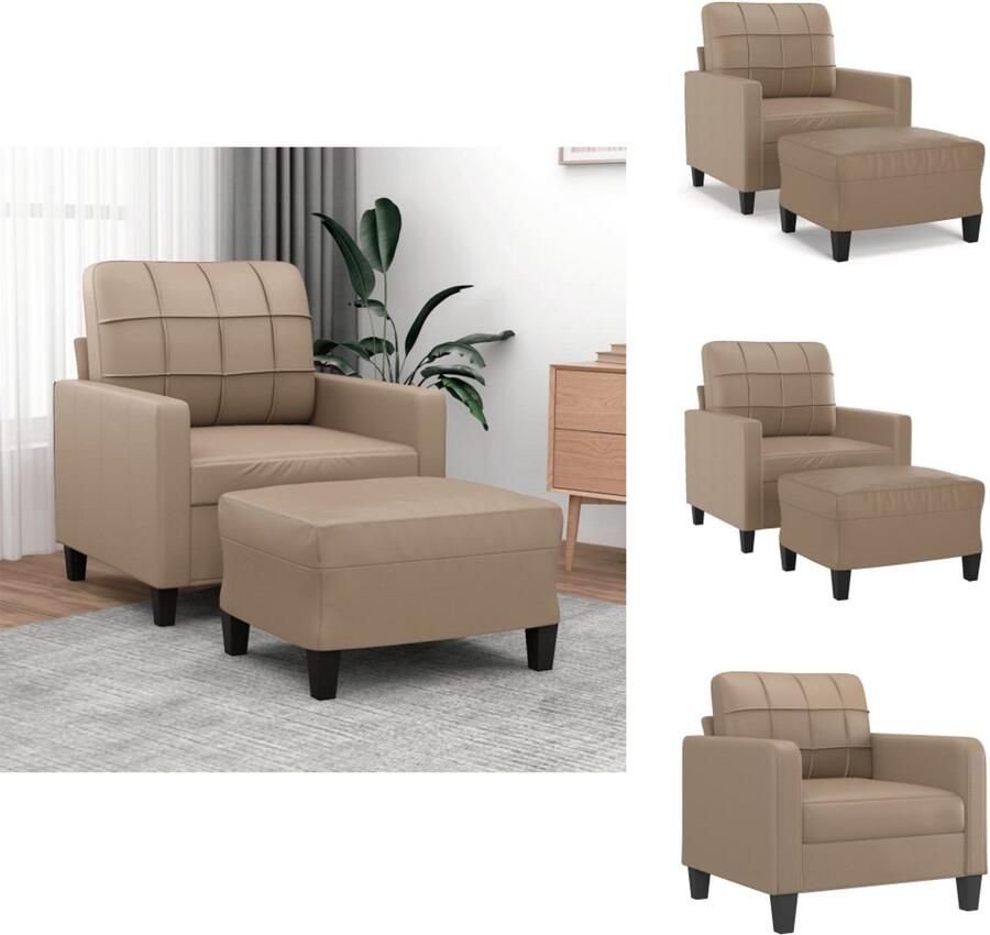 VidaXL Fauteuil Met Voetenbank Fauteuils Met Voetenbanken Fauteuil Armstoel Met Voetenbank Fauteuil met voetenbank 60 cm kunstleer cappuccinokleurig - Foto 2