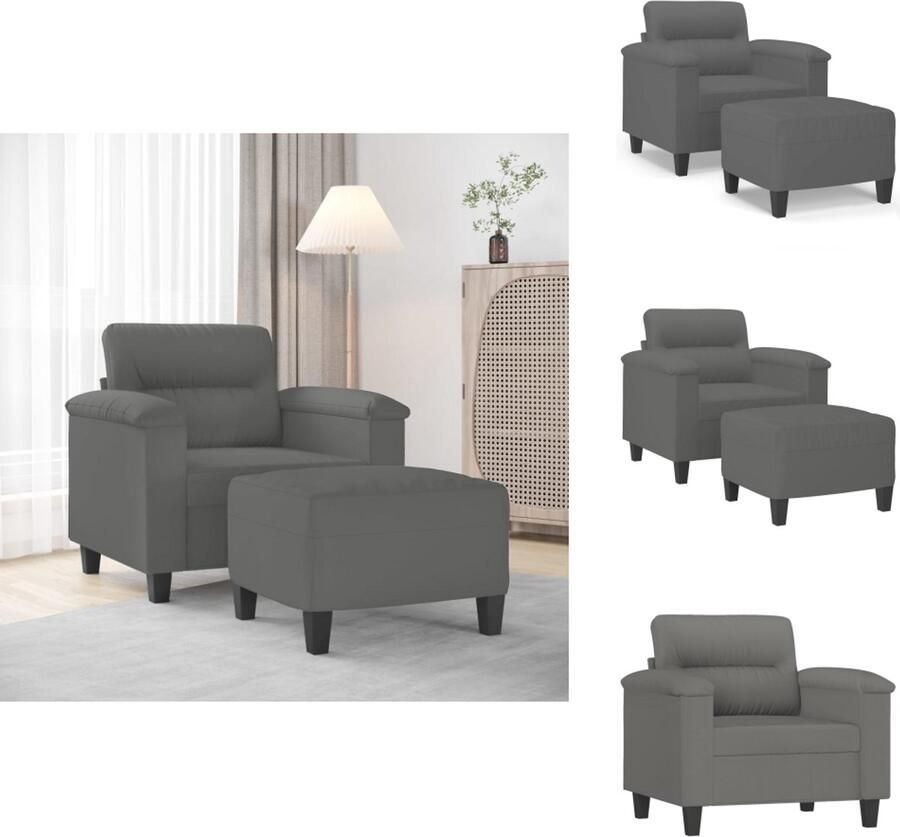 VidaXL Fauteuil Met Voetenbank Fauteuils Met Voetenbanken Fauteuil Armstoel Met Voetenbank Fauteuil met voetenbank 60 cm microvezelstof donkergrijs