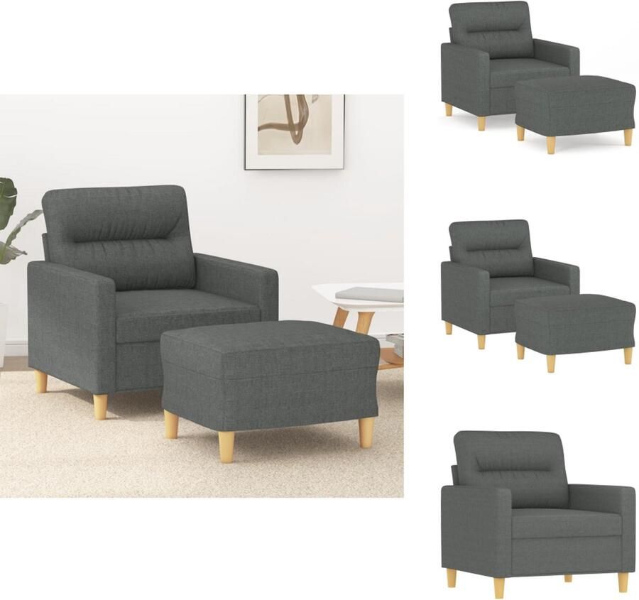 VidaXL Fauteuil Met Voetenbank Fauteuils Met Voetenbanken Fauteuil Armstoel Met Voetenbank Fauteuil met voetenbank 60 cm stof donkergrijs