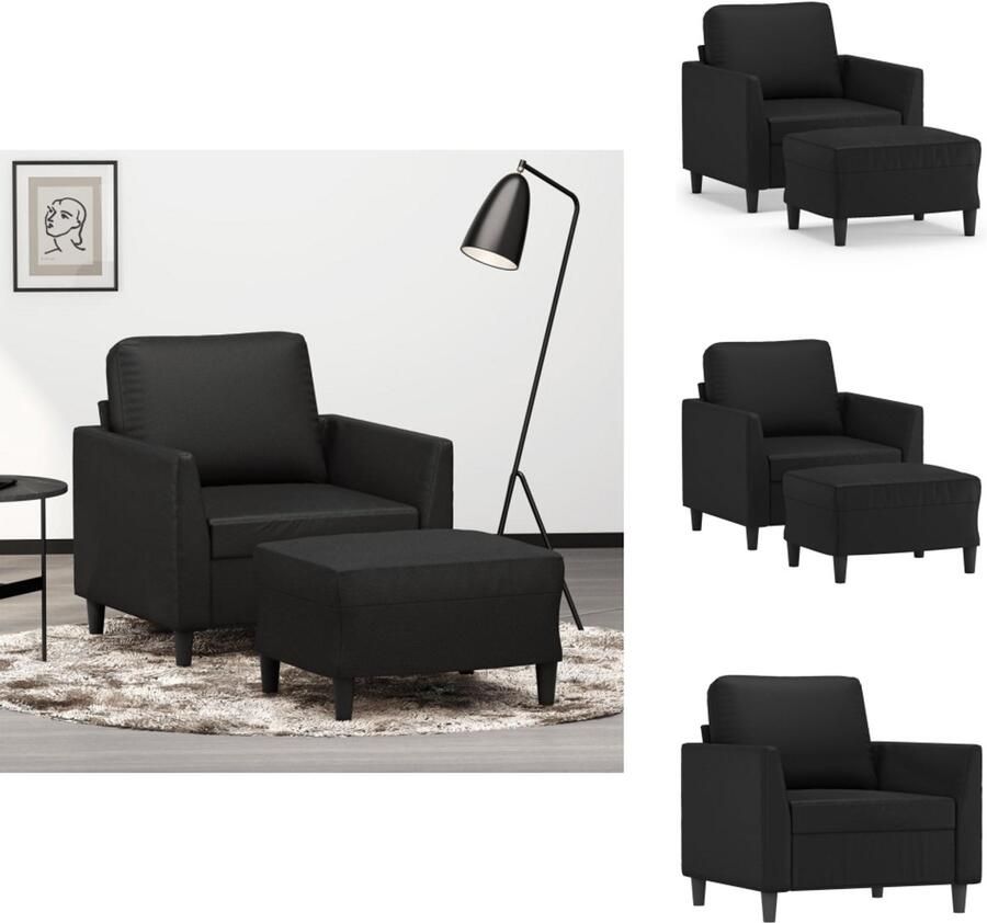 VidaXL Fauteuil Met Voetenbank Fauteuils Met Voetenbanken Fauteuil Armstoel Met Voetenbank Fauteuil met voetenbank 60 cm kunstleer zwart