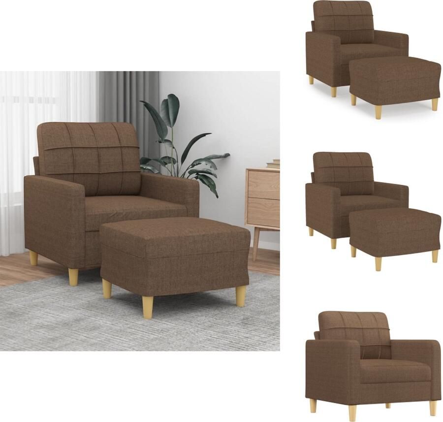 VidaXL Fauteuil Met Voetenbank Fauteuils Met Voetenbanken Fauteuil Armstoel Met Voetenbank Fauteuil met voetenbank 60 cm stof bruin - Foto 2
