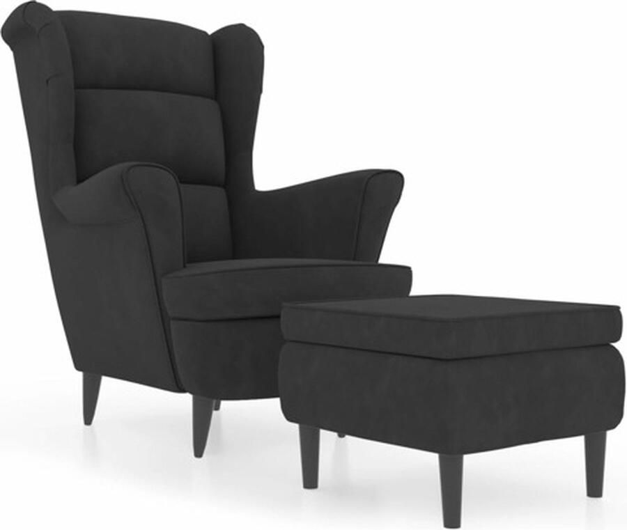 VidaXL Fauteuil met voetenbank fluweel donkergrijs