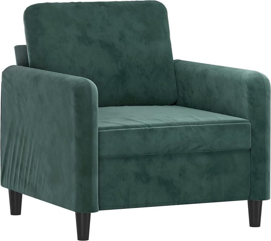 VidaXL Fauteuil met voetenbank Fluweel Donkergroen Fauteuil Lounge Zitten Relaxen Fluweel