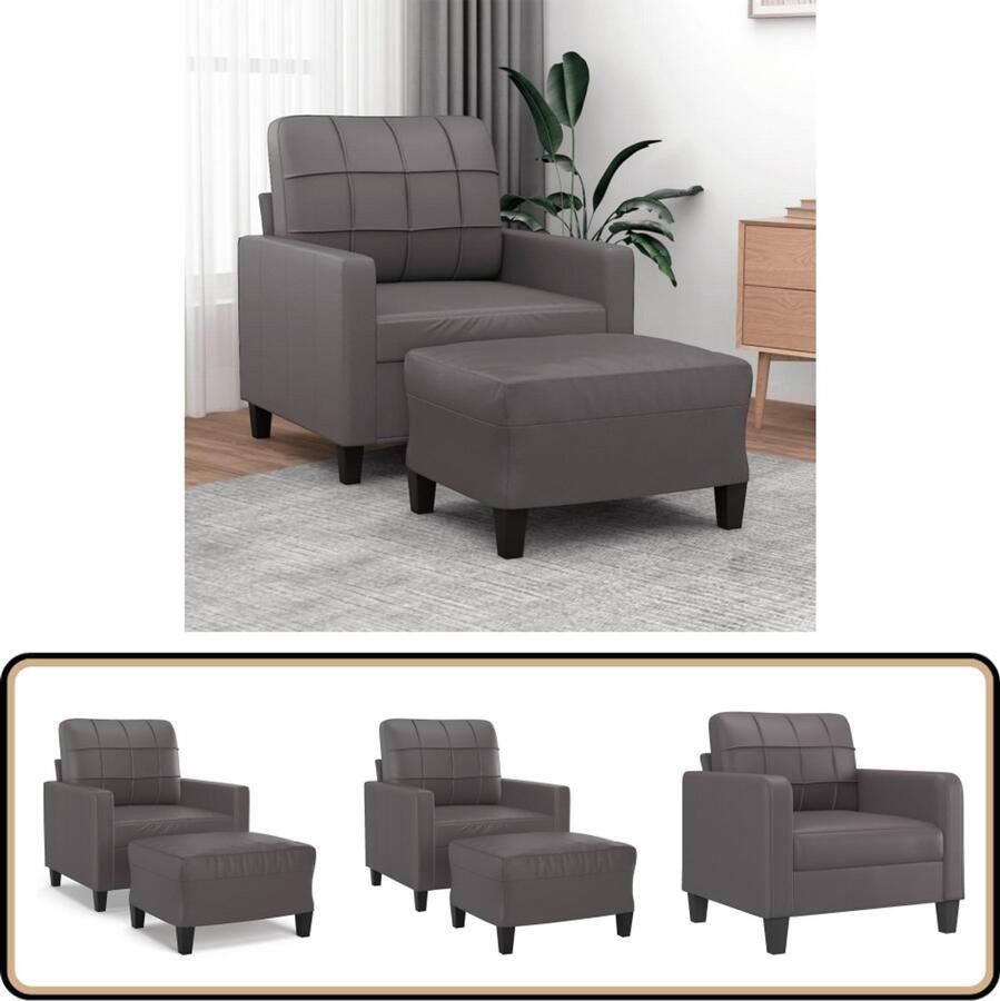 VidaXL Fauteuil met voetenbank Kunstleer Grijs Fauteuil Grijze Fauteuils Online Kopen Lounge Stoelen Relax Stoel Huiskamer Meubels Comfort Fauteuil Stijlvolle Fauteuils