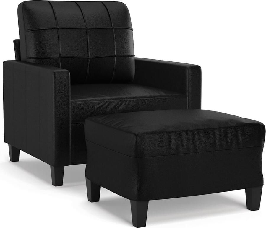 VidaXL Fauteuil met voetenbank Kunstleer Zwart Fauteuil Zwart Lounge Stoel Fauteuils Online Kopen Zwarte Fauteuil Kunstleder Fauteuil