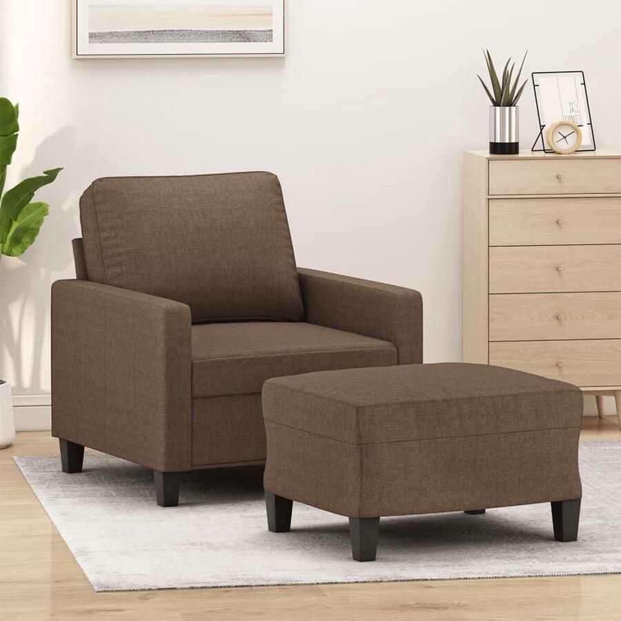 VidaXL Fauteuil met voetenbank Stof Bruin Fauteuil Bruine Fauteuil Relaxfauteuil Leesfauteuil Comfy Fauteuil