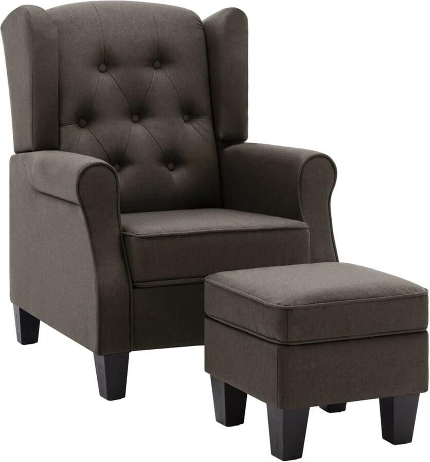 VidaXL Fauteuil met voetenbank taupe Comfort & stijl Loungestok Fauteuils Lounge Meubels Fauteuil Met Voetensteun Relaxfauteuil Tuinmeubilair - Foto 2
