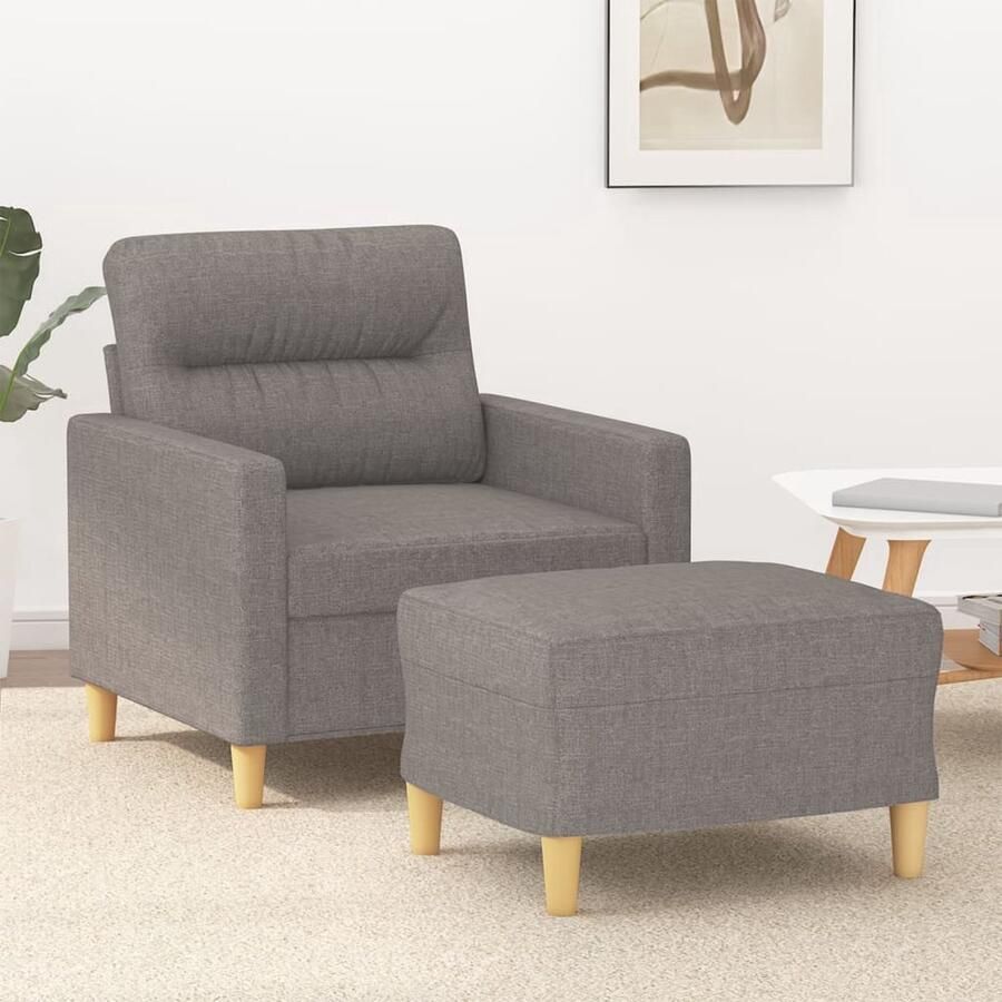 VidaXL Fauteuil met voetenbank Taupe Comfortabel Fauteuil Lounge Stoel Relax Stoel Leeshoek Woonkamer Meubilair - Foto 2