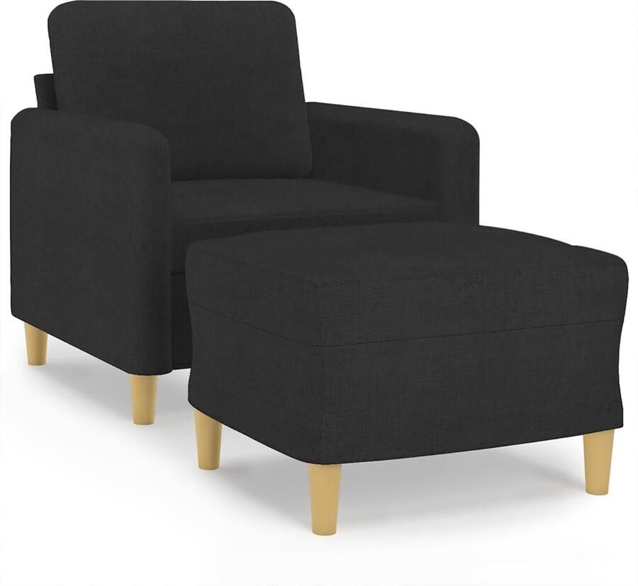 VidaXL Fauteuil met voetenbank Zwart Stof