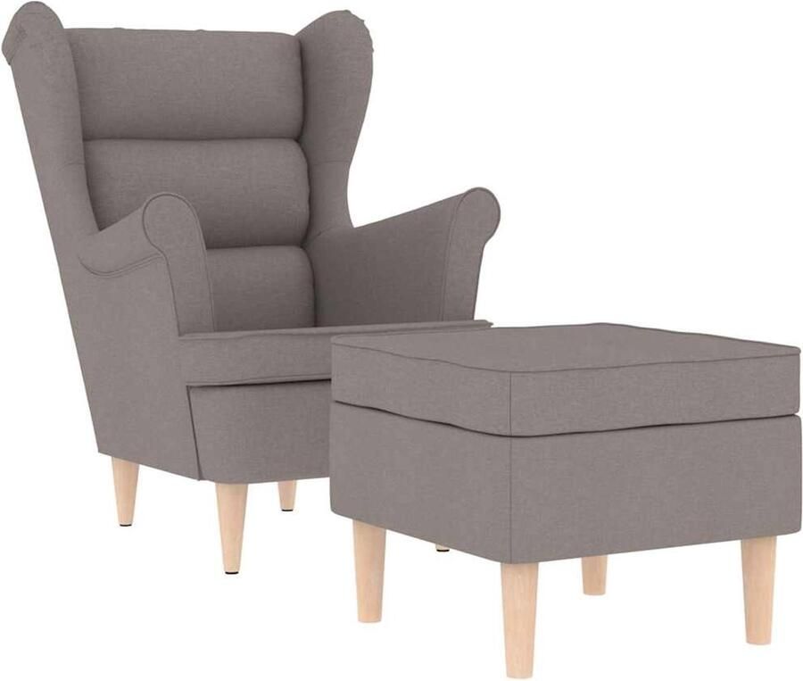 VidaXL Fauteuil met voetenbankje stof taupe