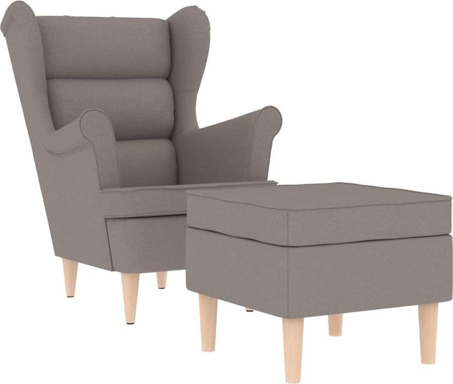 VidaXL Fauteuil met voetenbankje Taupe Comfortabel