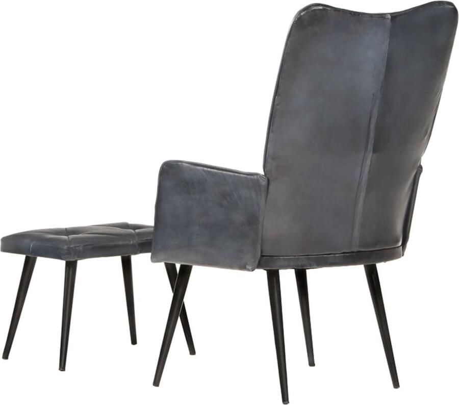 VidaXL Fauteuil met voetensteun echt leer grijs - Foto 3