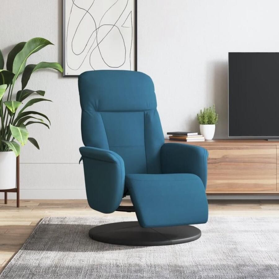 VidaXL Fauteuil met voetensteun verstelbaar fluweel blauw - Foto 2