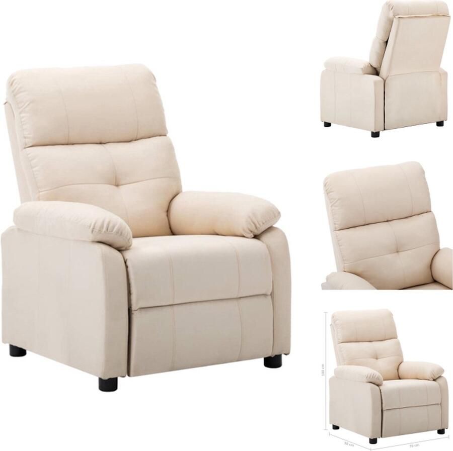 VidaXL Fauteuil naam Stoelen 76 x 90 x 100 cm Crème stof Fauteuil