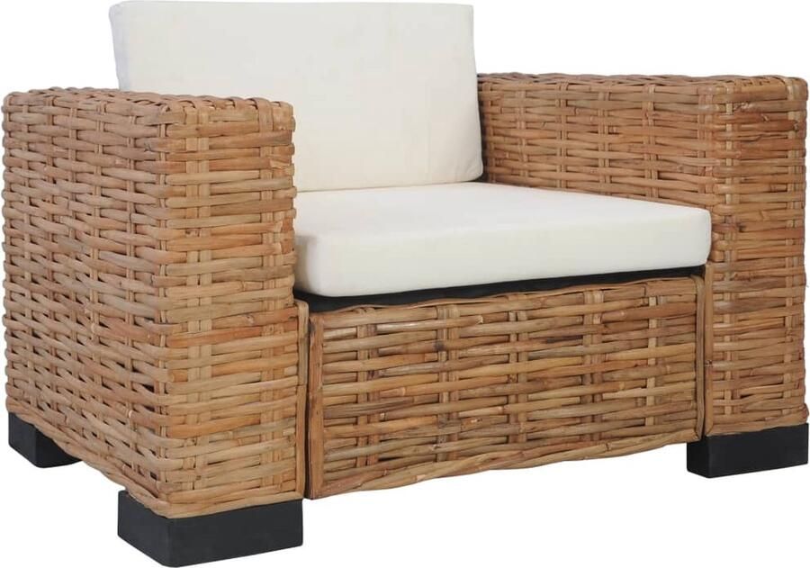 VidaXL Fauteuil Natuurlijk Rattan Inclusief Kussens Fauteuil Ratan Design Bruine Fauteuil Zitzak Lounge Stoel Binnenbank - Foto 2