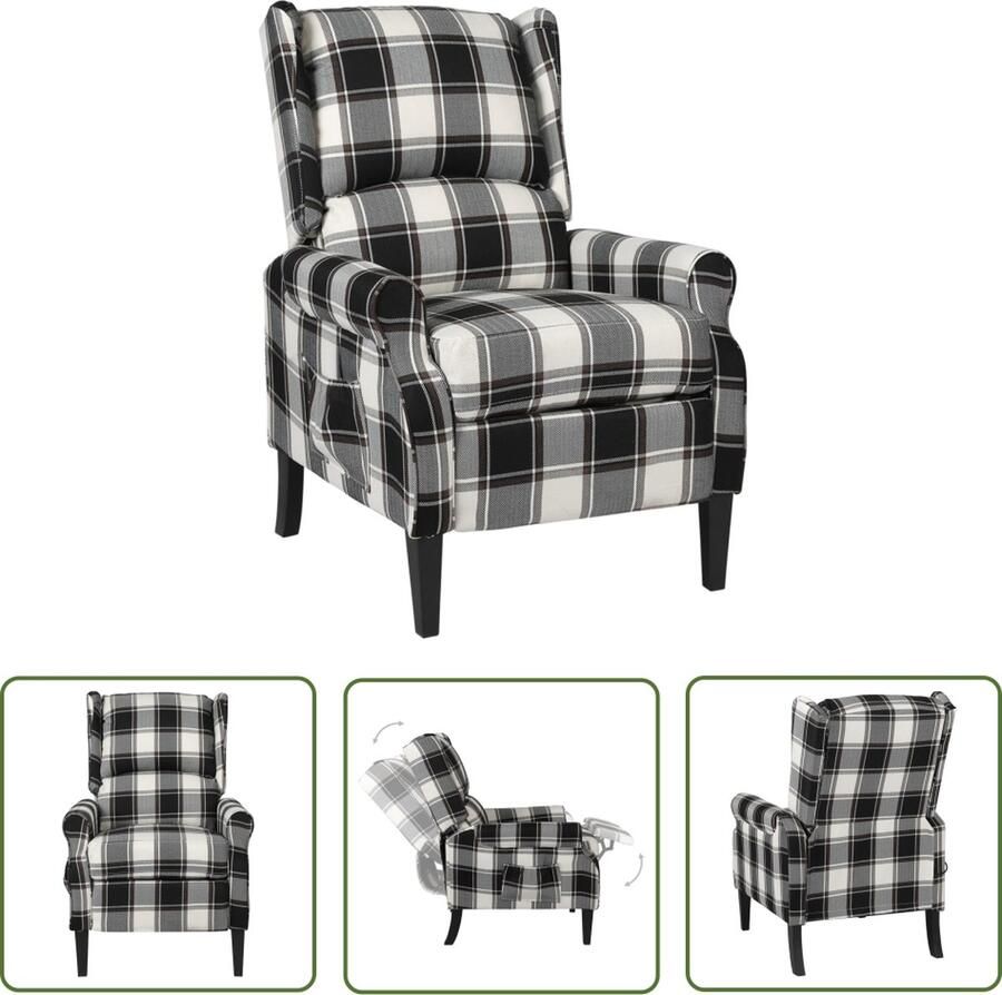 The Living Store Verstelbare Fauteuil Stof Houten Poten Meerkleurig 71x90.5x101.5 cm Verstelbare Fauteuil Relaxen Lounge Stoel Multifunctioneel Meubilair Fauteuils - Foto 2