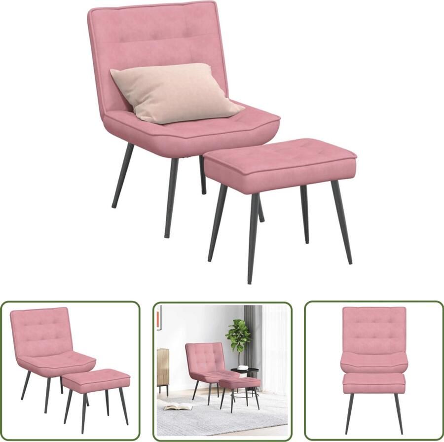 VidaXL Fauteuil Relaxfauteuil Relaxstoel met voetenbank fluweel roze Loungestoel Fluweel Roze