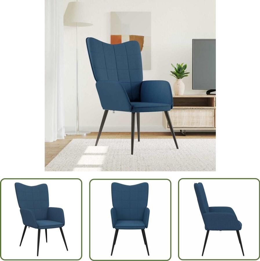 VidaXL Fauteuil Relaxfauteuil Relaxstoel stof blauw Lounge Stoel Blauwe Stoel Velours Stoel