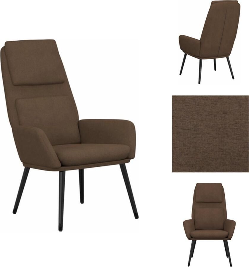 VidaXL Fauteuil Relaxstoel Bruin 70 x 77 x 98 cm Dik gevoerd Zacht aanvoelende stof Fauteuil