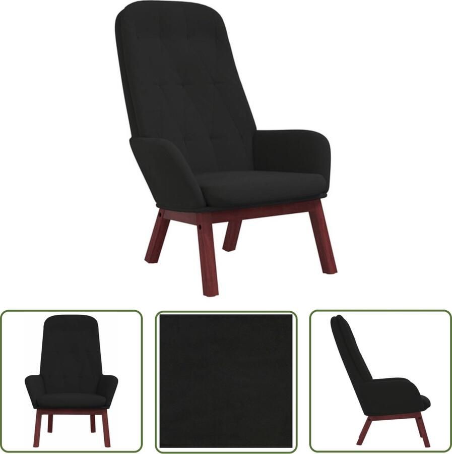 The Living Store Relaxstoel Trendy Eetkamerstoel 70 x 77 x 98 cm Zwart Fluweel Relaxstoel Fauteuil Eetkamerstoel Zwarte Stoel Velvet Stoel