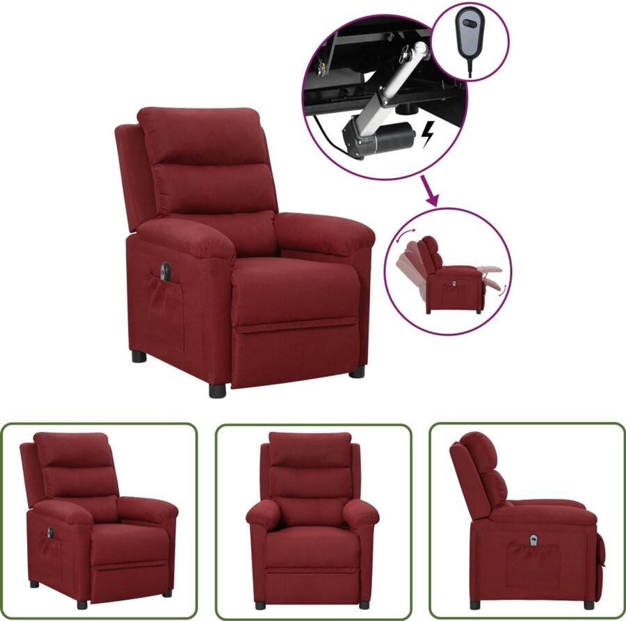 VidaXL Fauteuil Rood Elektrische Fauteuil verstelbaar elektrisch stof wijnrood Lounge Stoel Ergonomische Stoel Verstelbare Stoel