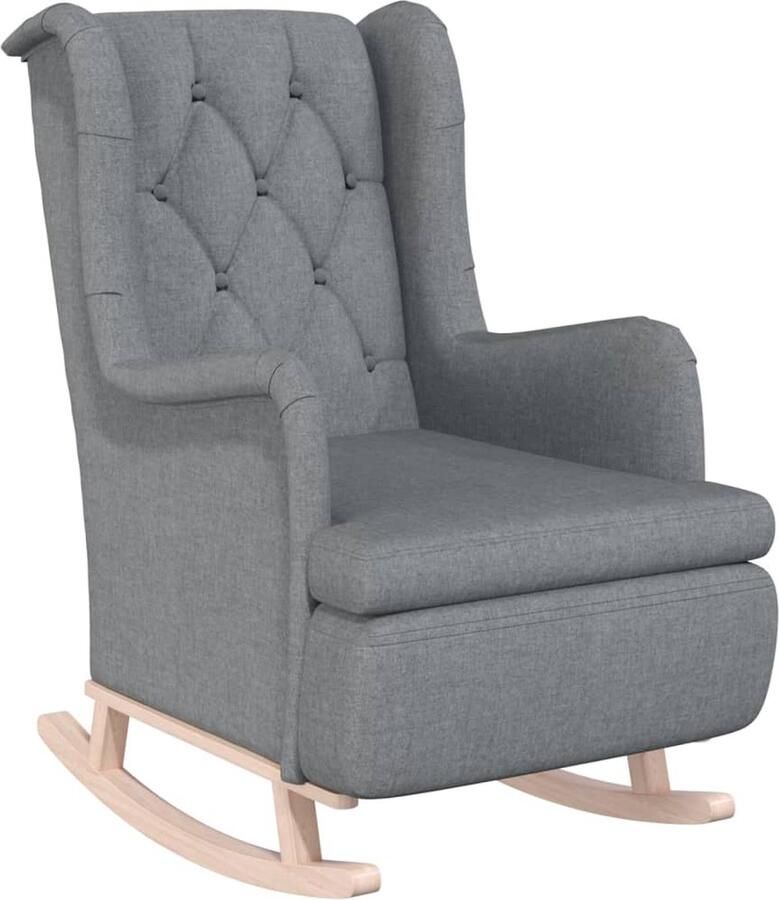 VidaXL Fauteuil Schommelpoten Lichtgrijs Stof Fauteuil Lounge Chair Relaxstoel Lederen Fauteuil Grijze Fauteuil Moderne Fauteuil Comfortabele Fauteuil Houten Poten Woonkamer Meubels Binnenhuisdecoratie - Foto 2