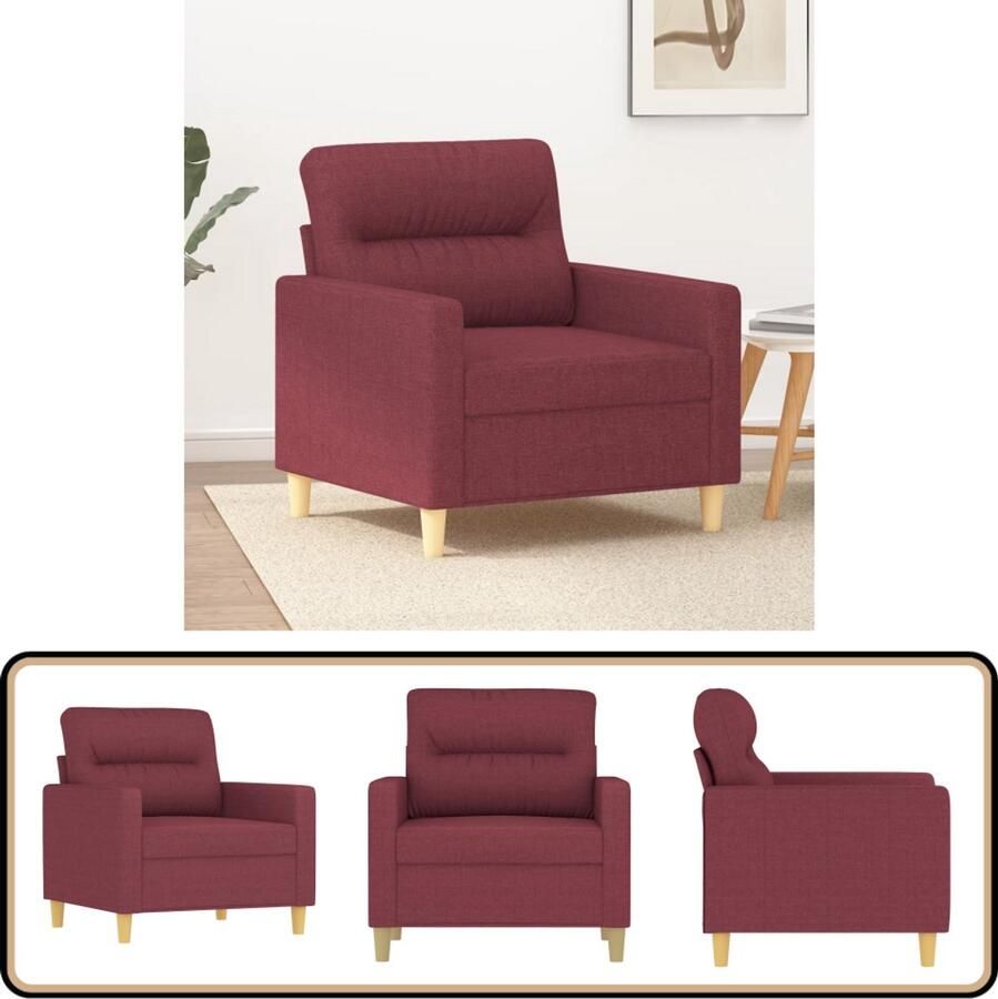 VidaXL Fauteuil Stof 60 cm Wijnrood Fauteuil Fauteuils Relaxfauteuil Leunstoel