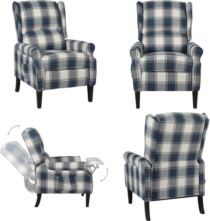 VidaXL Fauteuil stof blauw Stoel Stoelen Leunstoel Armstoel - Foto 2