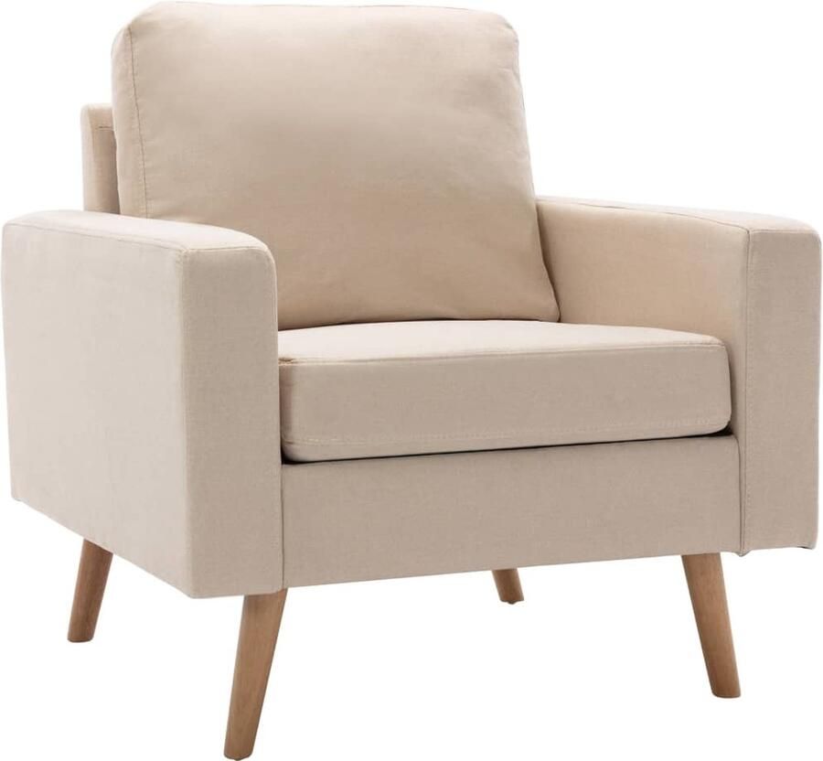 VidaXL Fauteuil Stof Crème Inclusief Kussens Fauteuil Stoffen Fauteuil Lounge Stoel Relaxstoel Kamerdecoratie Interieurstyling Livingroom Meubels Crema Kleuren Scandinavische Stijl Basic Design - Foto 2