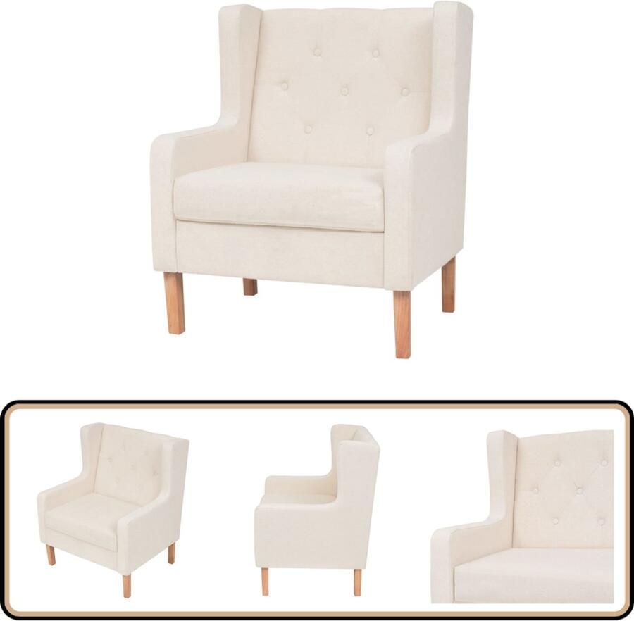 VidaXL Fauteuil Stof Crèmewit Comfortabel design Fauteuil Stoffen Fauteuil Creme Wit Fauteuil Lounge Fauteuil Leesfauteuil