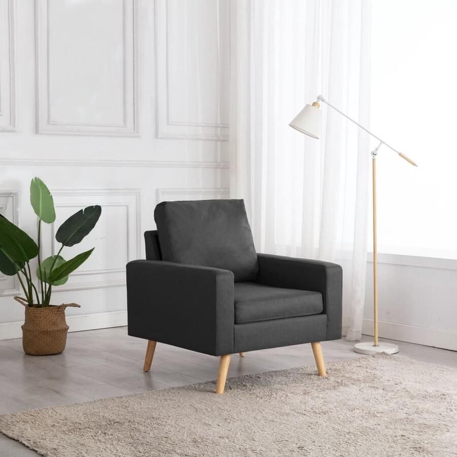 VidaXL Fauteuil Stof Donkergrijs Comfortabel Design Fauteuil Stoelkleding Lounge Stoel Donker Grijs Meubilair Designstoel Woonaccessoires Interieurdecoratie Relaxfauteuil - Foto 2