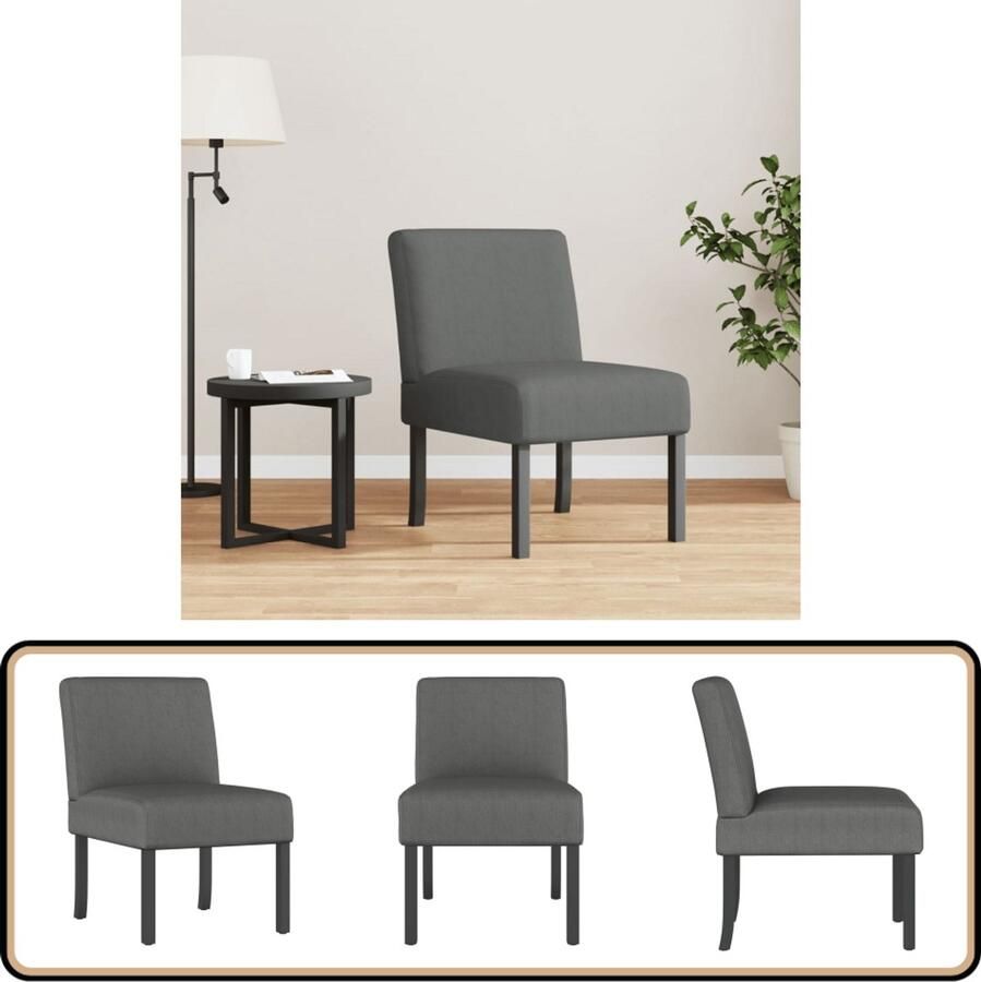 VidaXL Fauteuil Stof Donkergrijs Comfortabel Eetkamerstoel Eetkamerstoelen Eetstoel Stoel