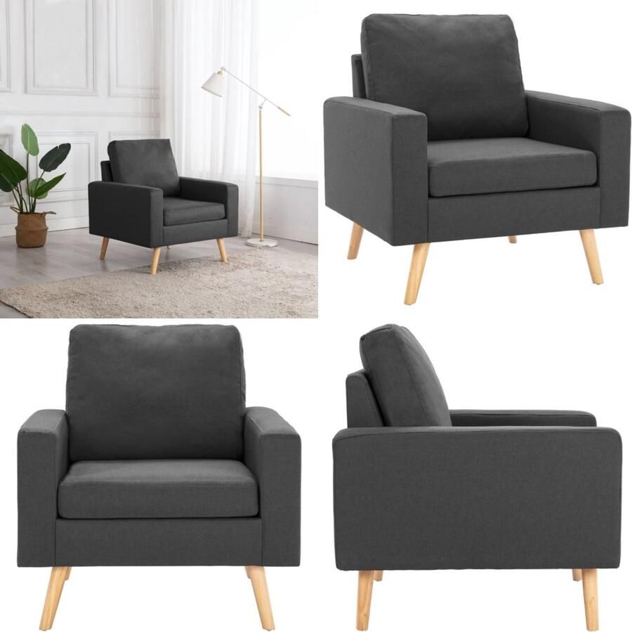VidaXL Fauteuil stof donkergrijs Fauteuil Fauteuils Stoffen Stoel Stoffen Stoelen