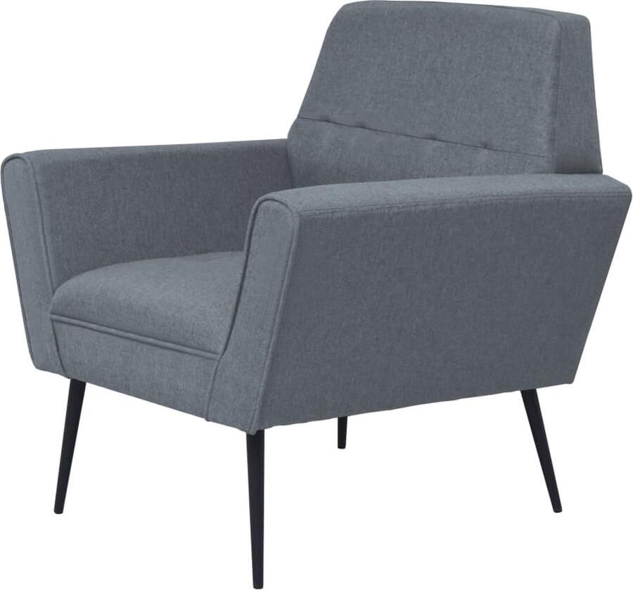 VidaXL Fauteuil Stof en Staal Lichtgrijs Fauteuil Lounge Stoel Relaxfauteuil Grijs Hout Polyester Comfortabel Ergonomisch Stevig Modern Minimalistisch Woonkamer Interieurdesign - Foto 2