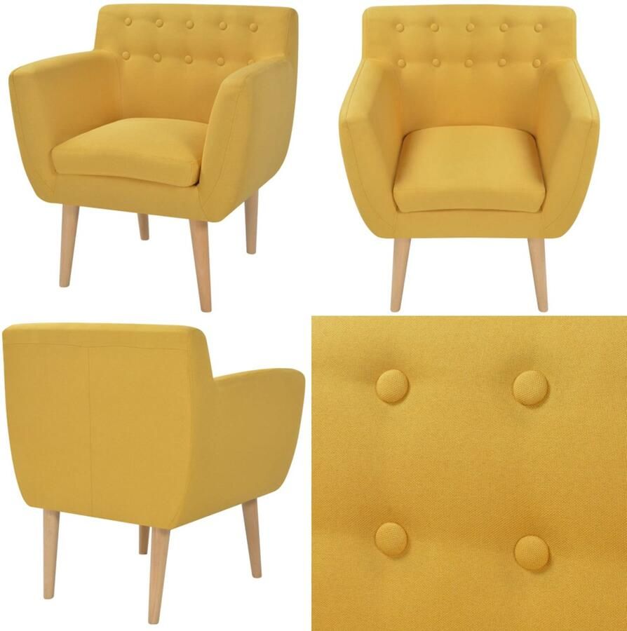 VidaXL Fauteuil stof geel Fauteuil Fauteuils Armstoel Armstoelen