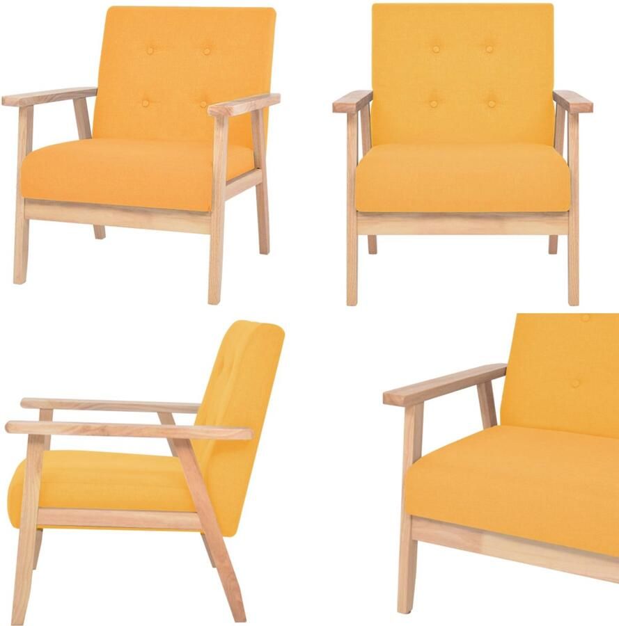 VidaXL Fauteuil stof geel Fauteuil Fauteuils Armstoel Armstoelen - Foto 2