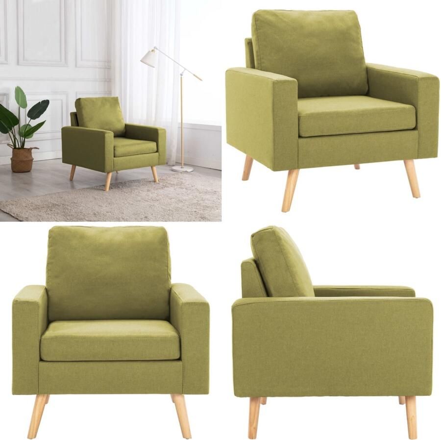 VidaXL Fauteuil stof groen Fauteuil Fauteuils Stoffen Stoel Stoffen Stoelen
