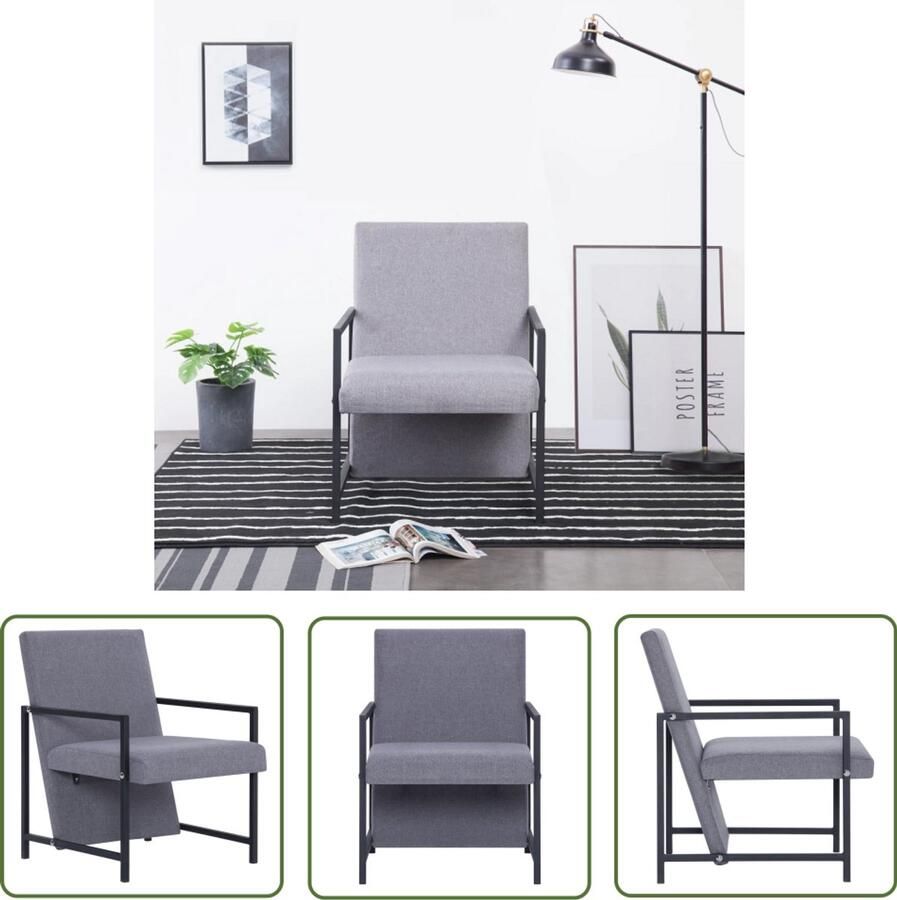 VidaXL Fauteuil Stof Lichtgrijs Comfortabel Design Fauteuil Armstoel Meubilair Woonaccessoires Grijs Modern Comfortabel Stoffen Fauteuil